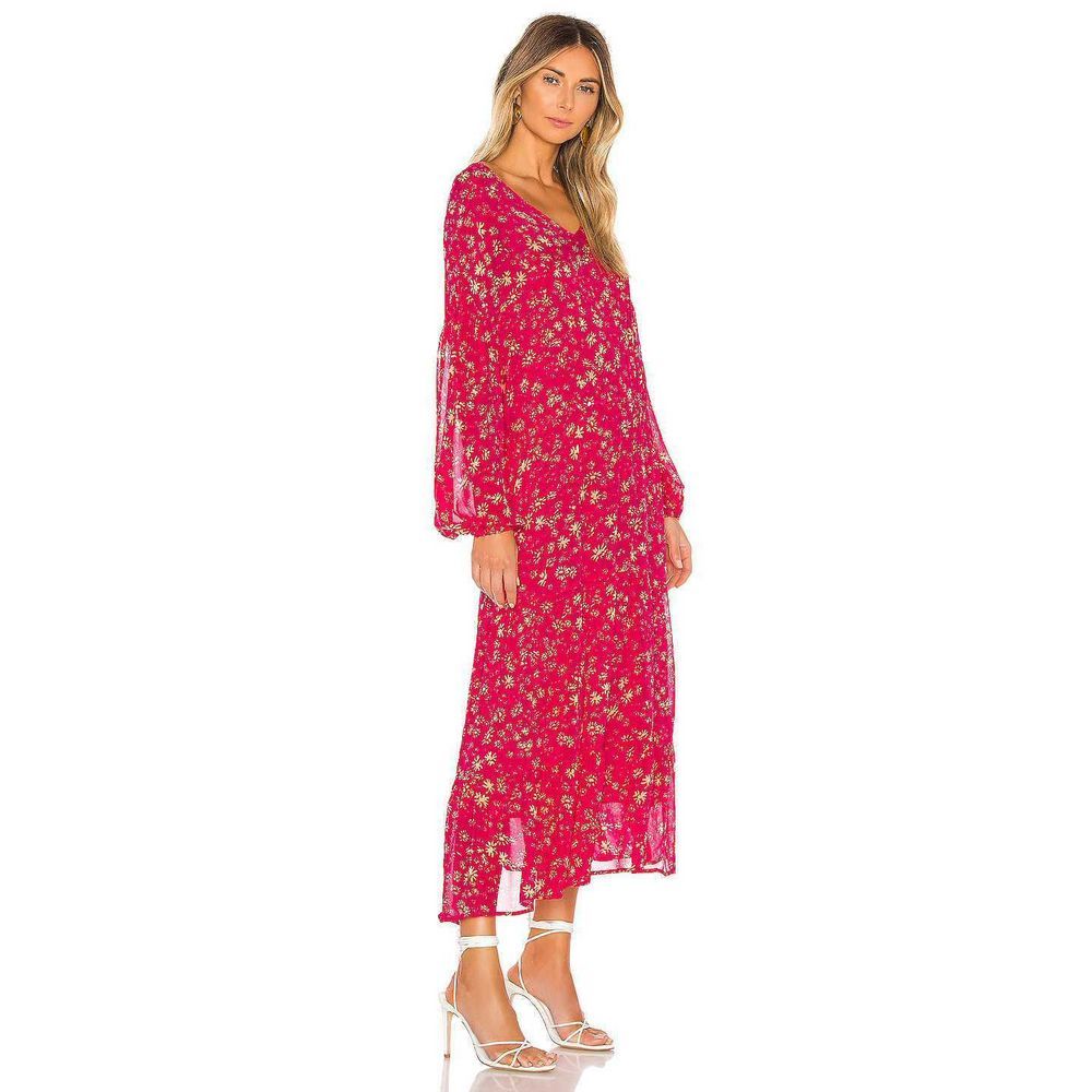 Free People Wall Flower Sheer Back Tie Midi Dress - Picture 2 of 7